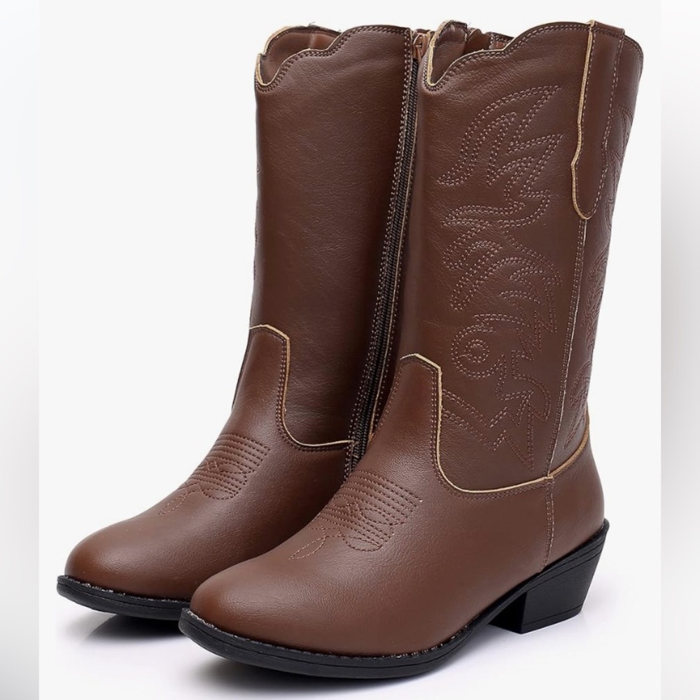 Kids Boots Unisex Mid Calf Cowboy / Cowgirl Boots Western Riding Shoe Size 1